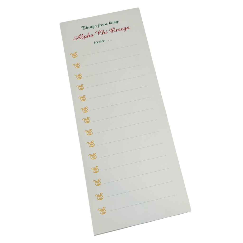 Alpha Chi Omega Busy List Notepad