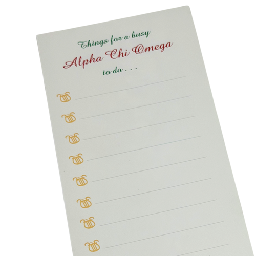Alpha Chi Omega Busy List Notepad