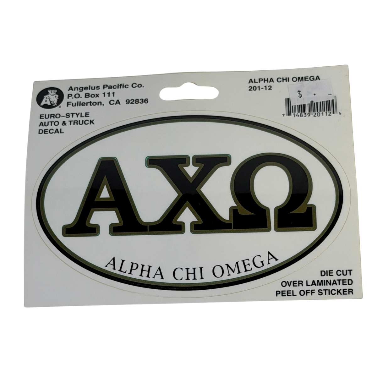 Alpha Chi Omega Oval Letters Decal