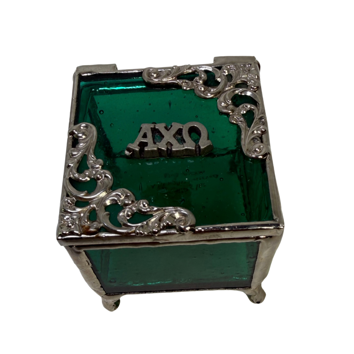 Alpha Chi Omega Green Glass Box