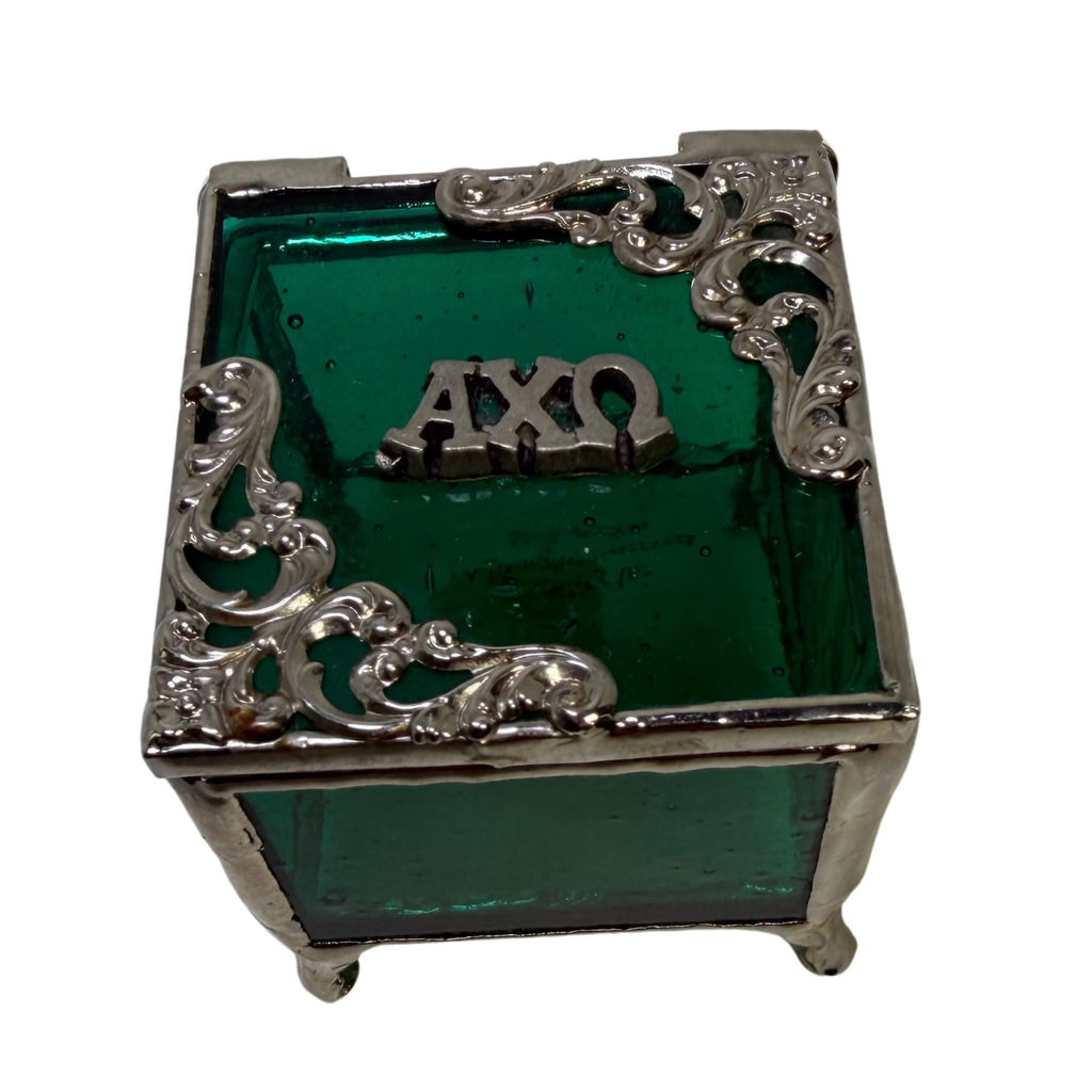 Alpha Chi Omega Green Glass Box